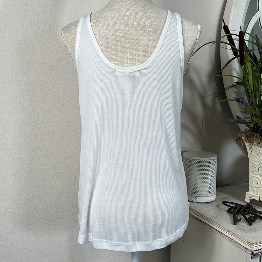 Ocean Drive M White Ribbed Tank - Picture 9 of 13